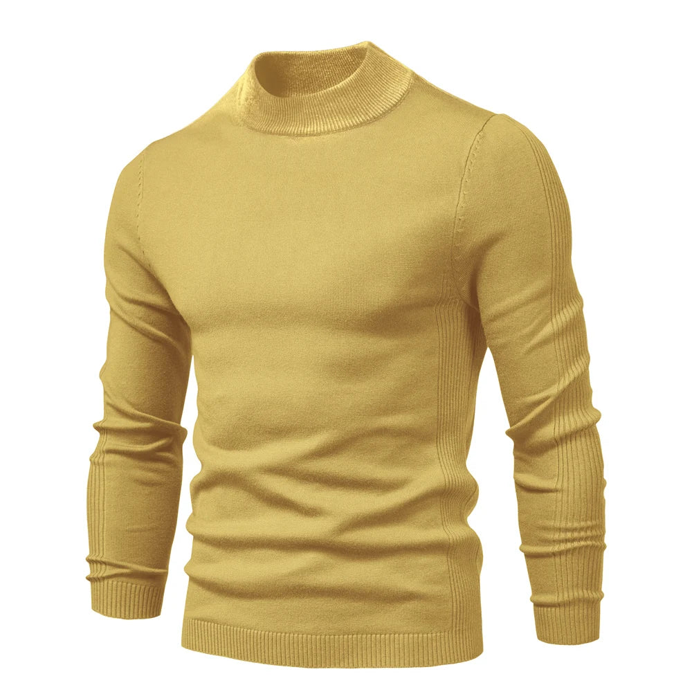 Men's Mock Neck Long Sleeve Knit Sweater