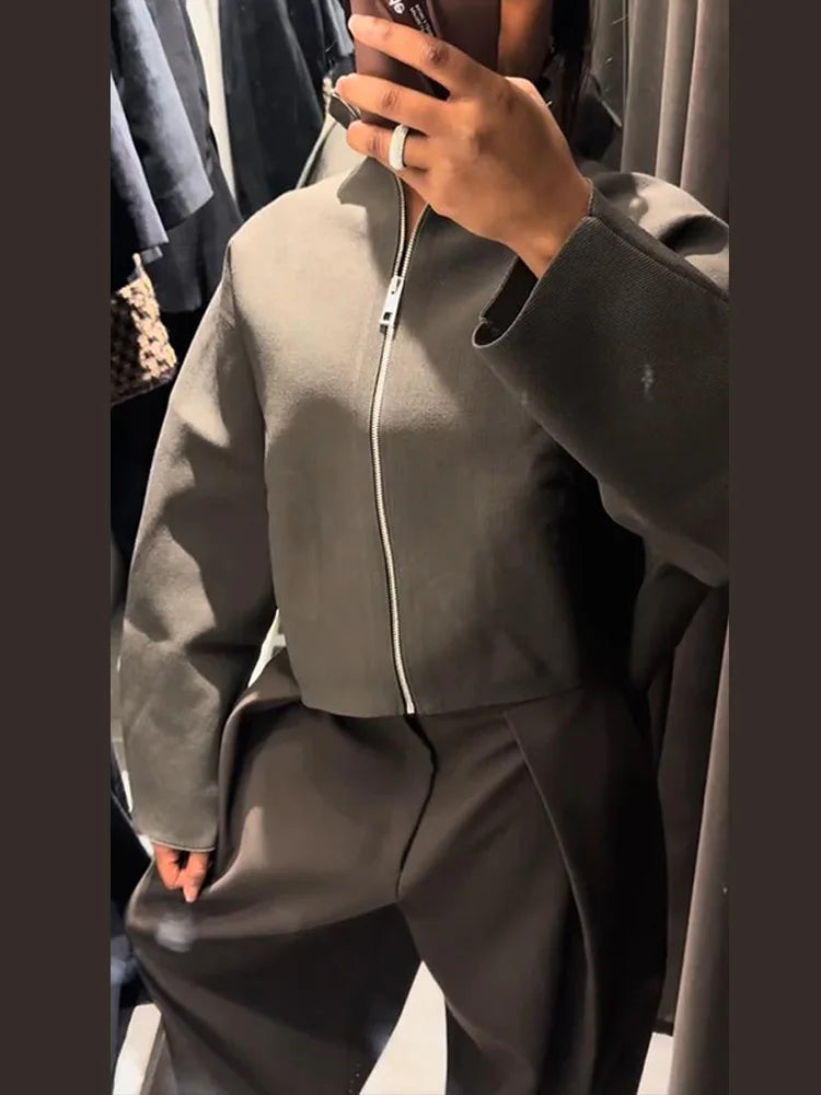 Women's Stand-Collar Zip-Front Jacket
