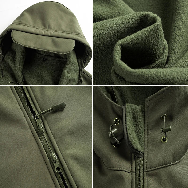 Men's Hooded Zip Front Multi Pocket Jacket