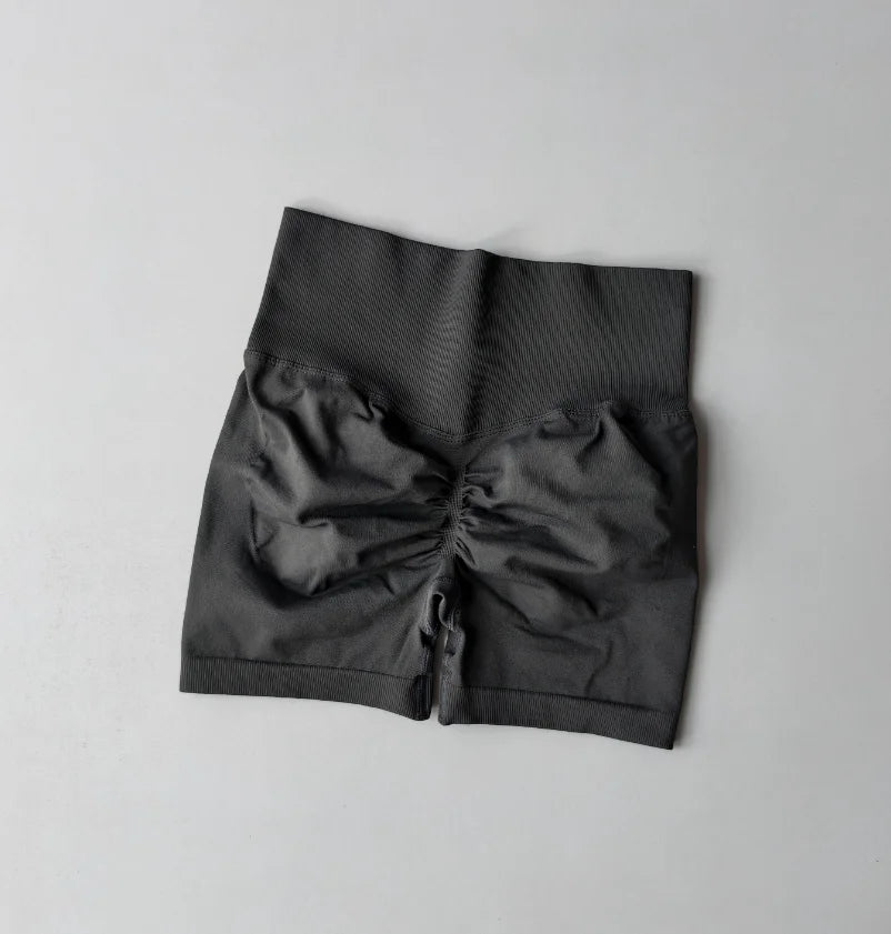 Women's High Waist Scrunch Back Polyester Shorts for Gym Workouts