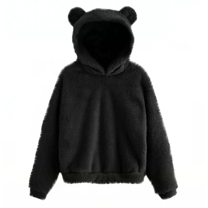 Bear Ear Long Sleeve Pullover Casual Hoodie for Layering