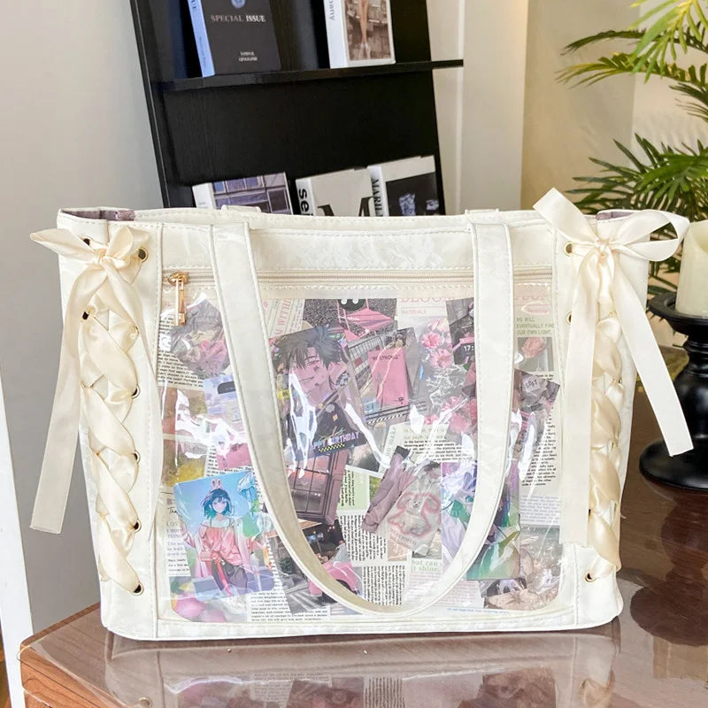 Decorative Display Tote Bag with Transparent Front Pocket