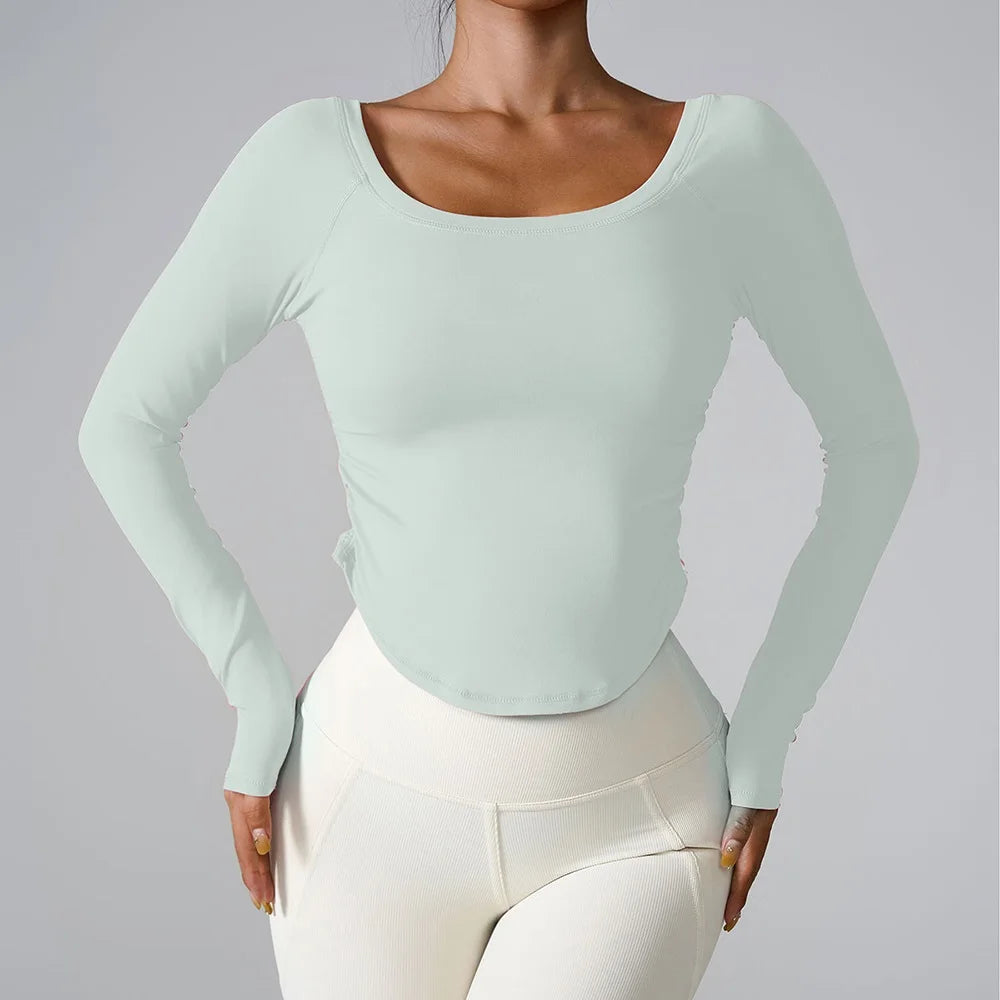 Women's Scoop-Neck Long-Sleeve Workout Top