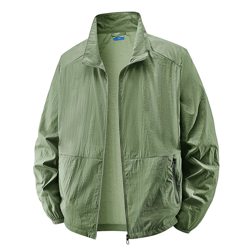 Collared Long Sleeve Full Zip Outdoor Hiking Jacket with Pockets