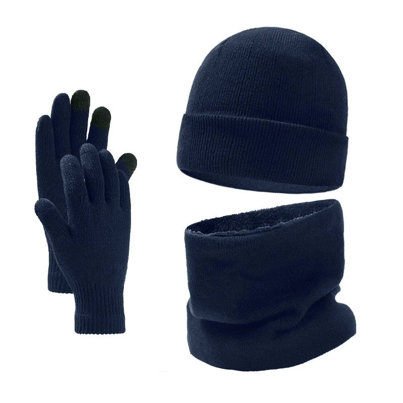 Knitted Beanie Hat Scarf and Gloves Set for Adult Winter Wear