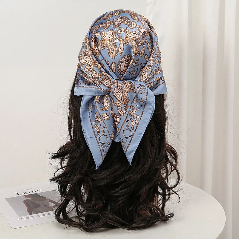 Floral Print Square Scarf for Head and Neck Styling