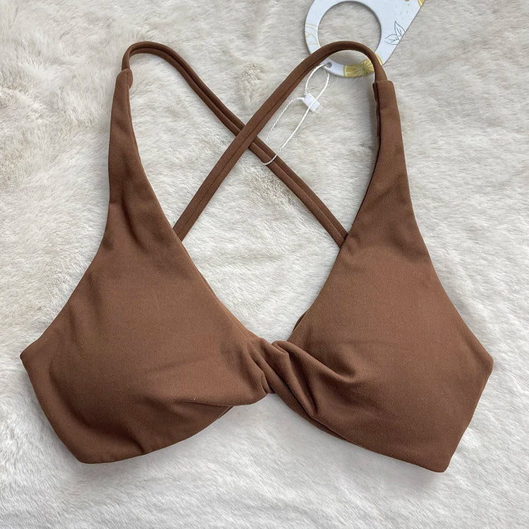 Women's V Neck Cross Back Sports Bra
