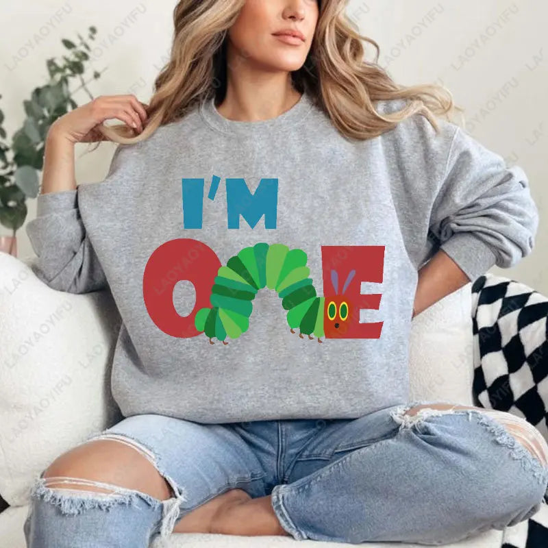 Caterpillar Graphic Long Sleeve Pullover Casual Sweatshirt for Layering