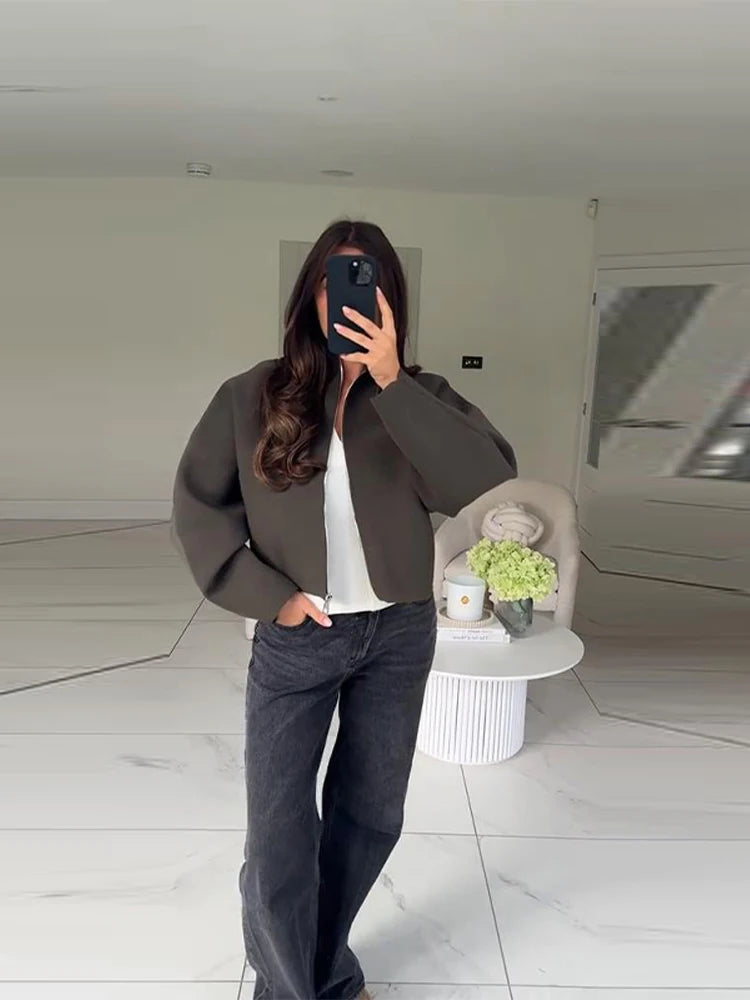 Women's Stand-Collar Zip-Front Jacket
