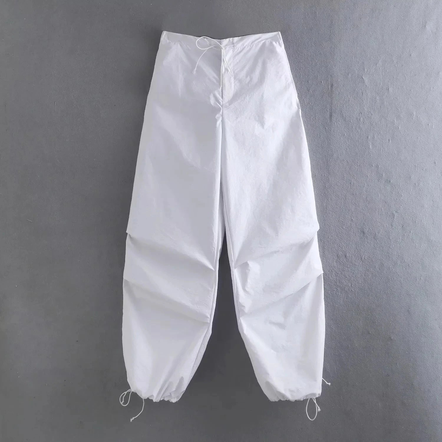 Women's Parachute Cargo Pants with Drawstring Waist and Adjustable Cuffs