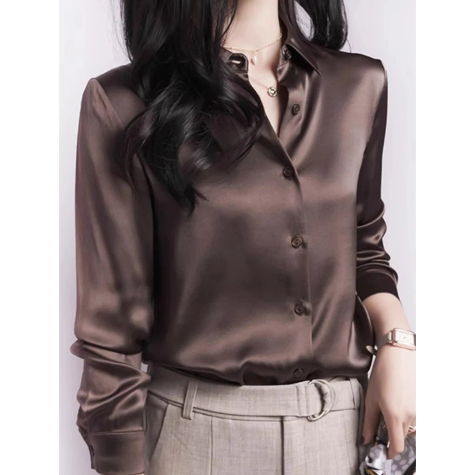 Women's Collared Long Sleeve Shirt
