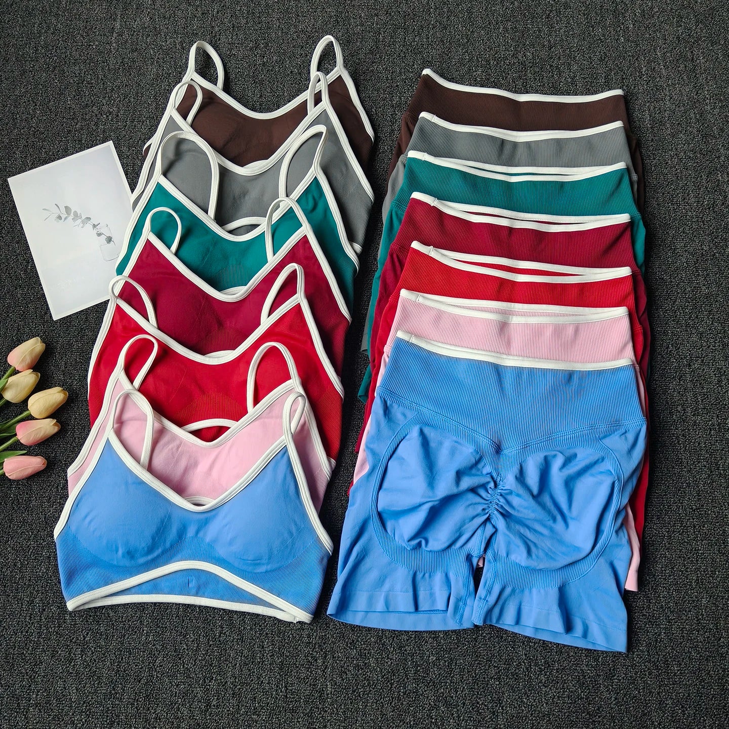 Women's Racerback Bra And Shorts Yoga Set For Workout Outfits