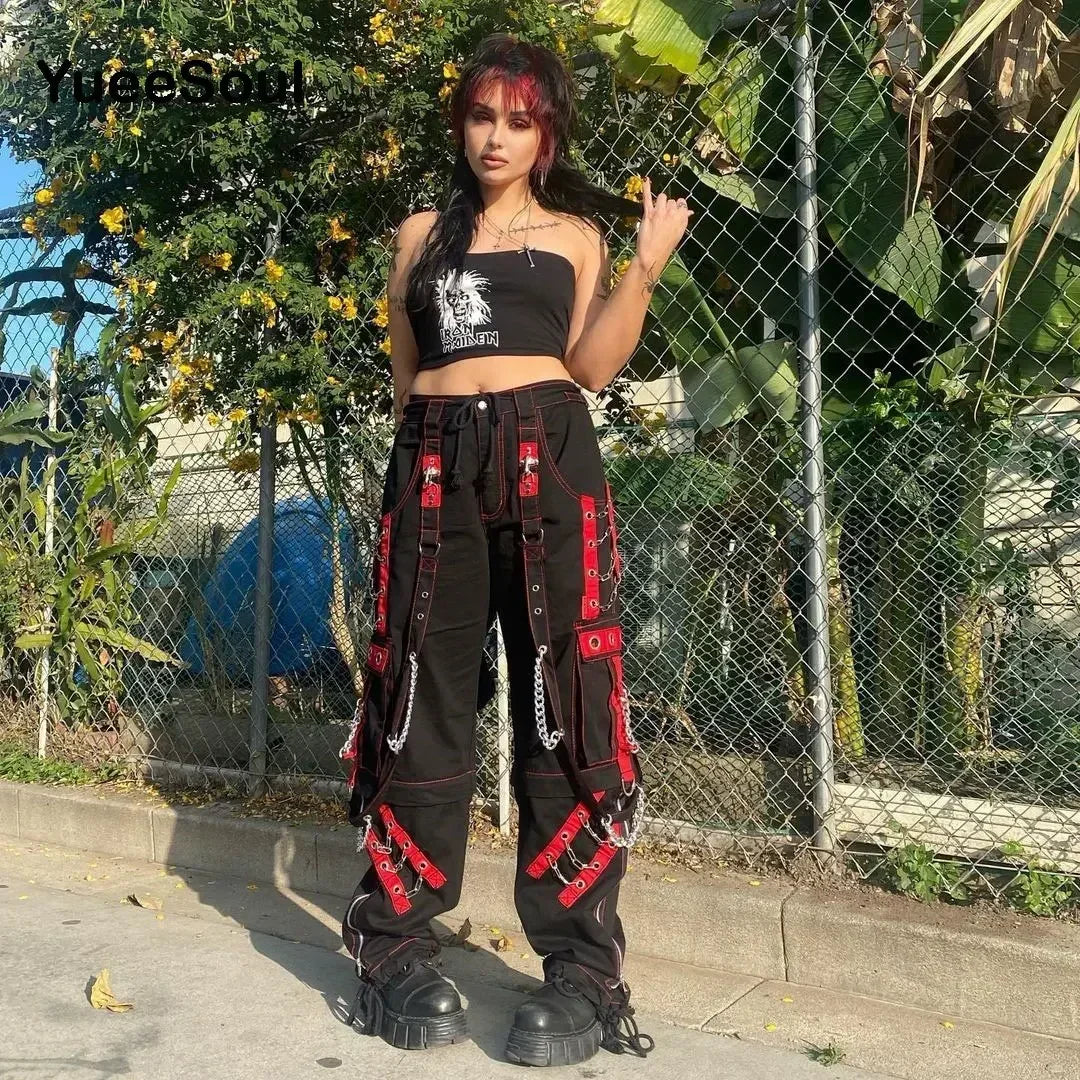 Women's Black Gothic Pants with Flared and Wide Leg Style Options