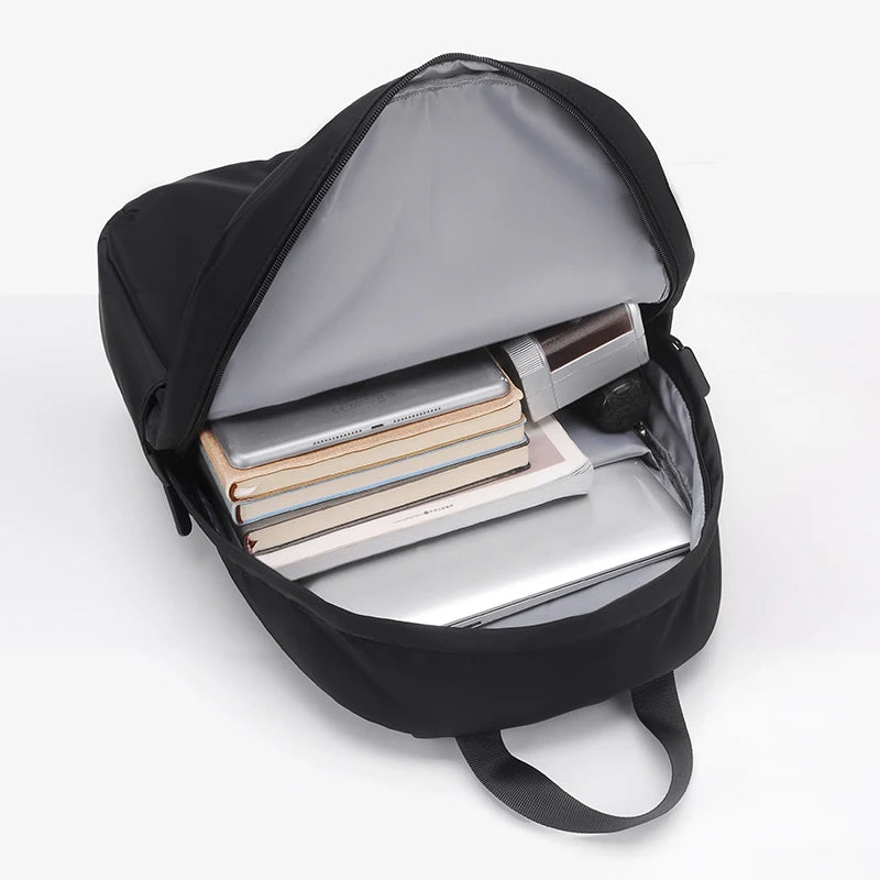 Solid Colour Student Backpack with Front Zippers and Carry Handle