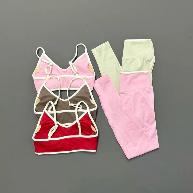 Women's Strappy Bra And Shorts Yoga Set For Workout Outfits