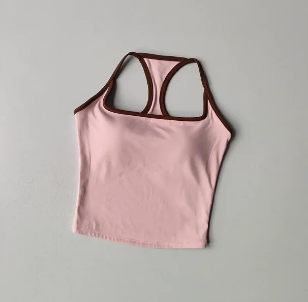 Women's Wide Strap Longline Sports Tank Top For Workout Outfits