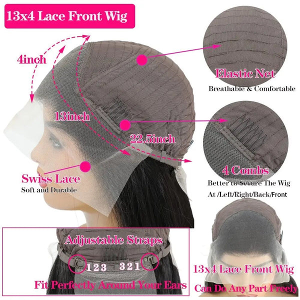 Wear To Go Wig Bob Glueless Wig 13x4 Bob Lace Frontal Wig Short Bob Wig Bone Straight Human Hair Wig Bob Hair Wig Pre Plucked