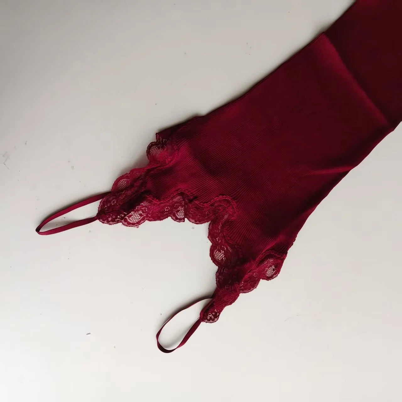Women's Lace Trim Camisole with Spaghetti Straps and Knitted Construction