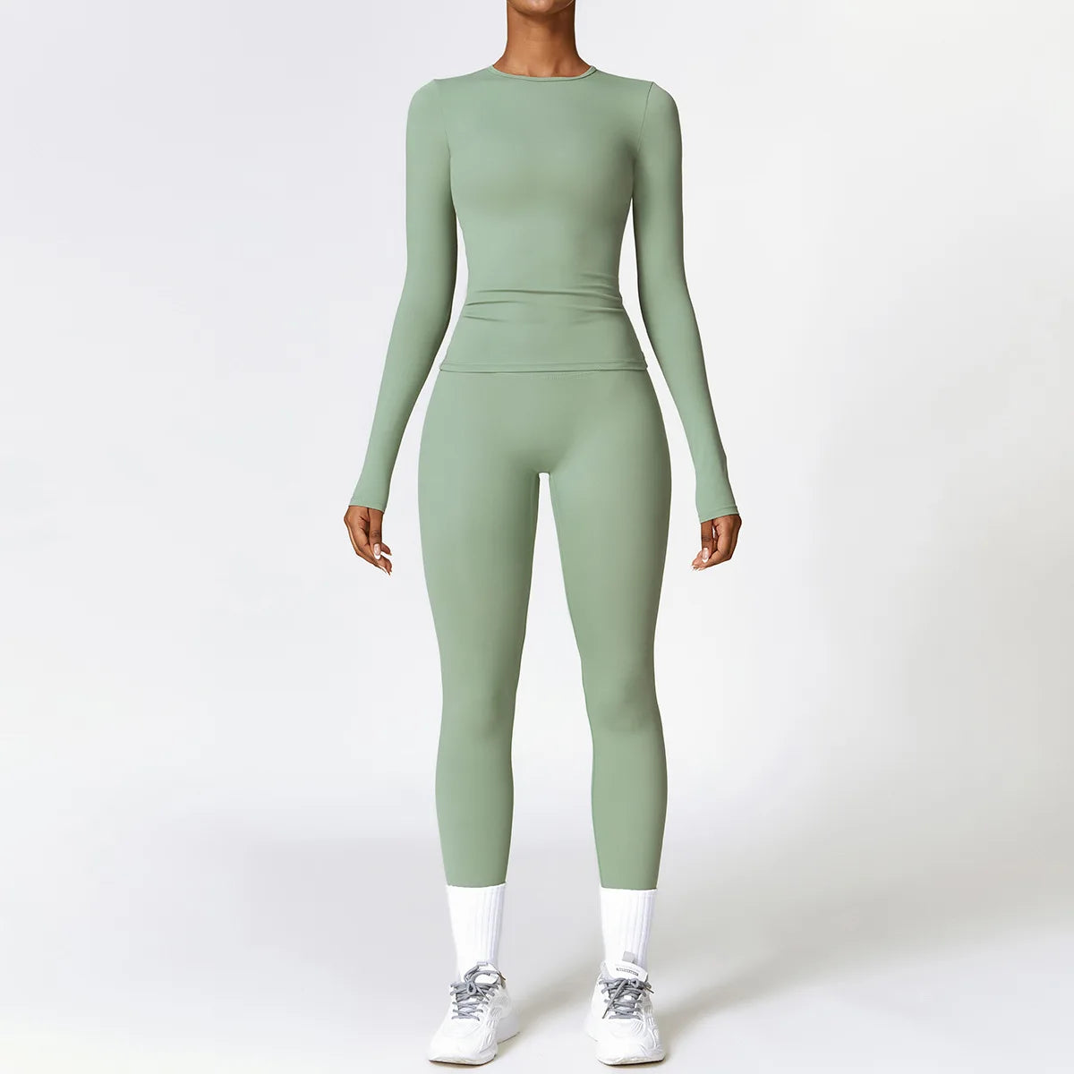 Women's Halter Or Long Sleeve Top And Bottoms Yoga Set