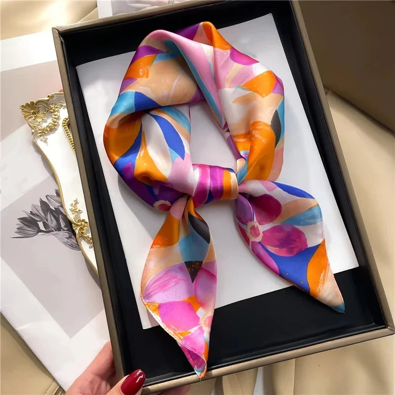 Printed Square Scarf for Hair Wrap and Neck Styling