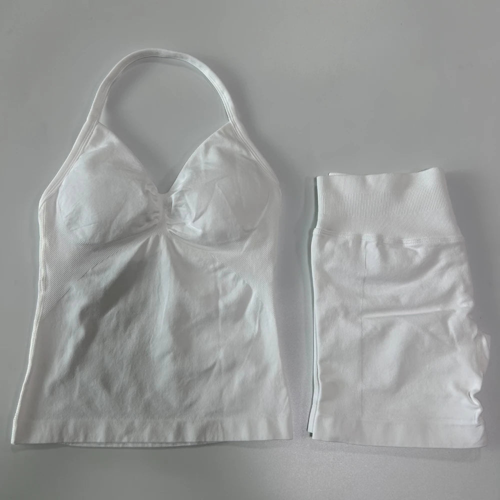 Women's Halter Tank And Shorts Yoga Set For Workout Outfits