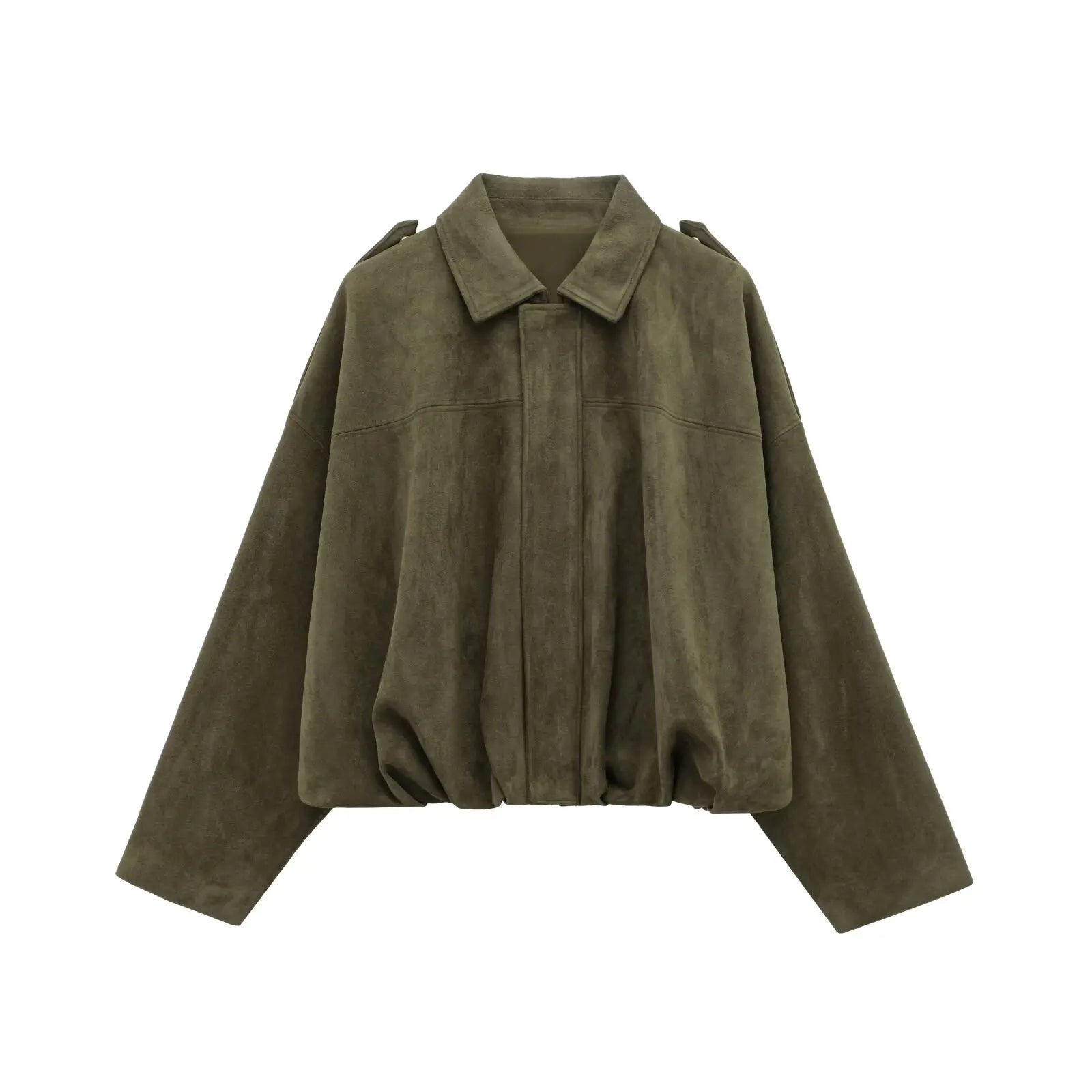 Women's Suede-Look Lapel Zip-Front Jacket