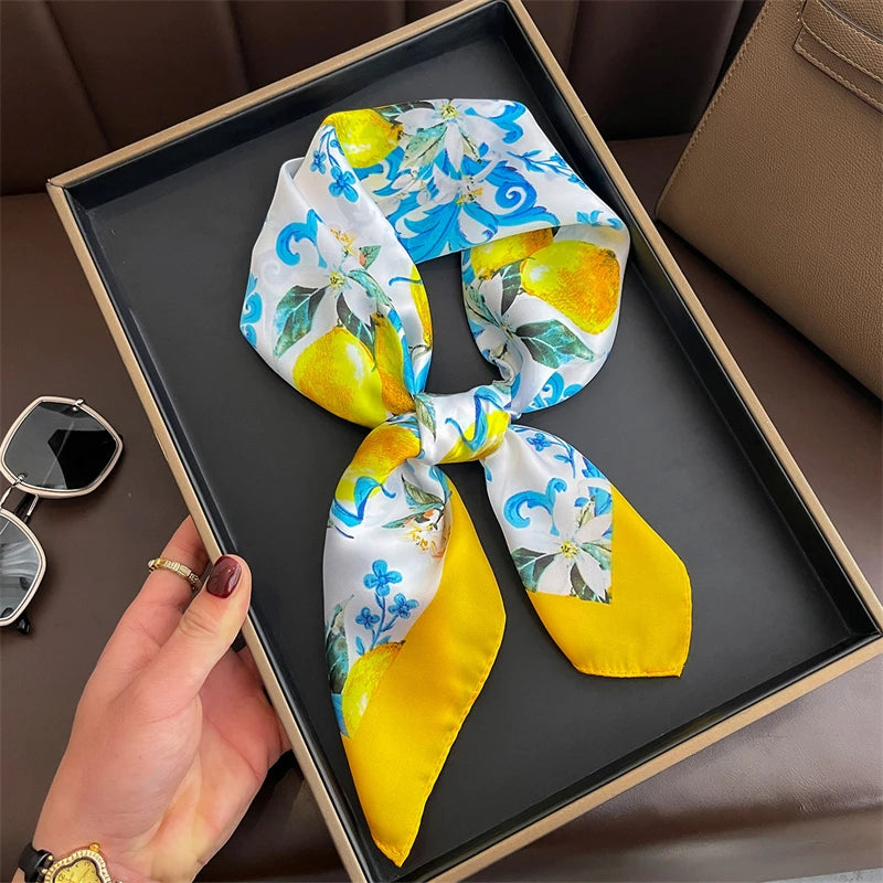 Printed Square Scarf with Floral and Graphic Pattern Options