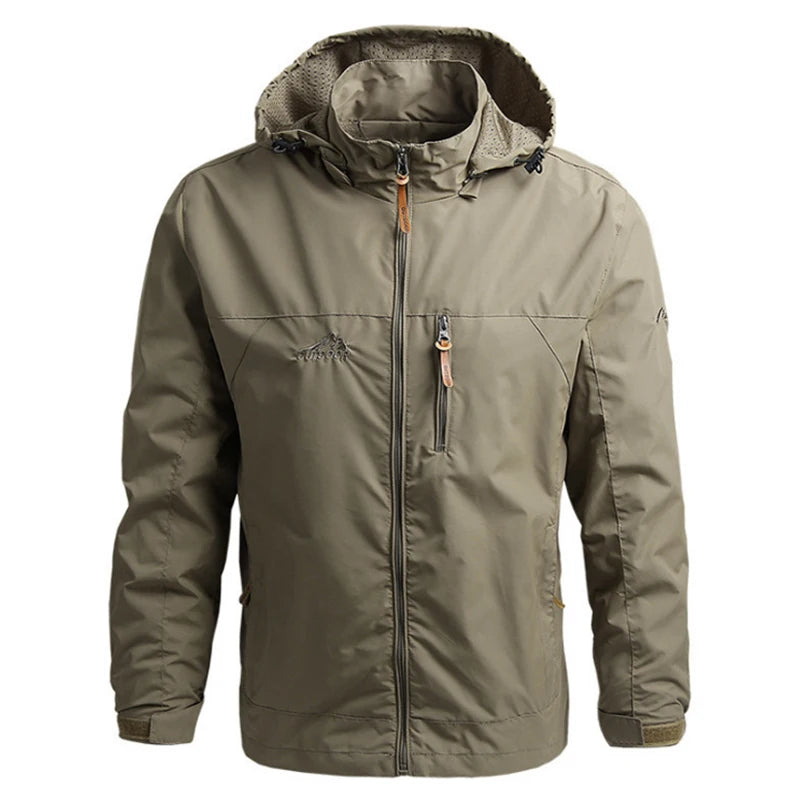 Hooded Long Sleeve Full Zip Outdoor Hiking Jacket with Pockets