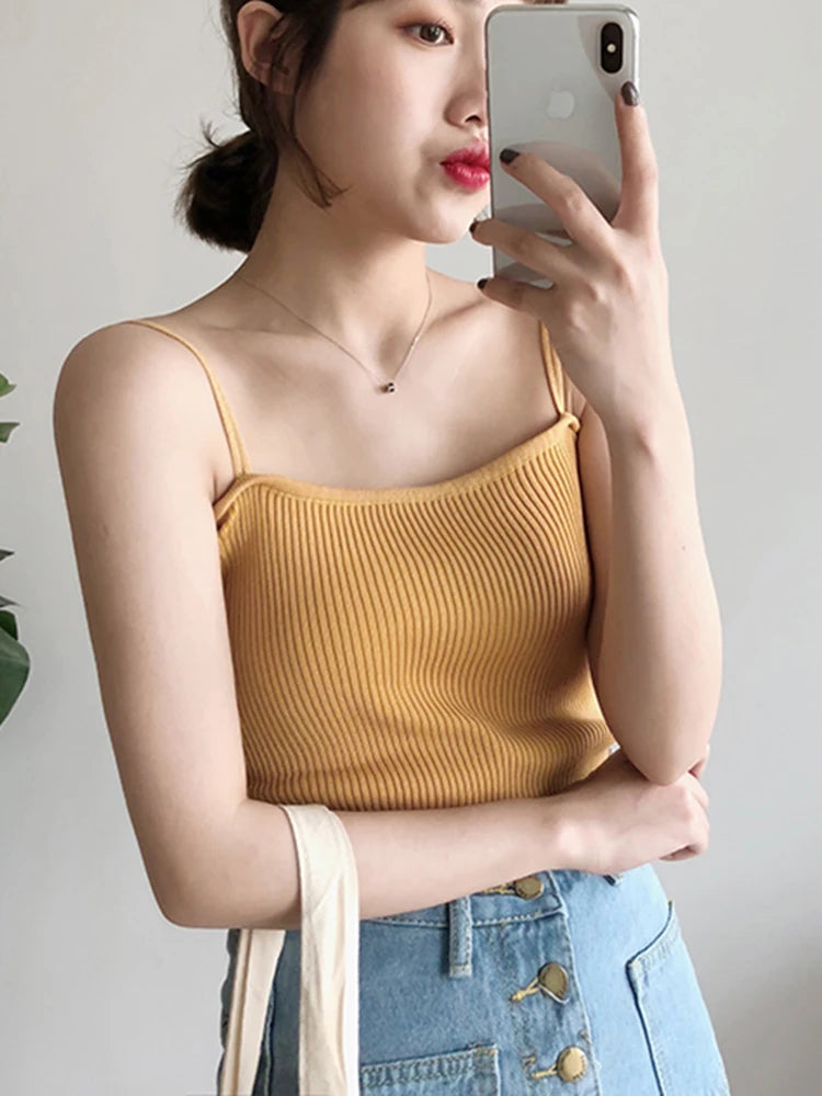 Women's Ribbed Halter Crop Top with Cropped Length and Sleeveless Design