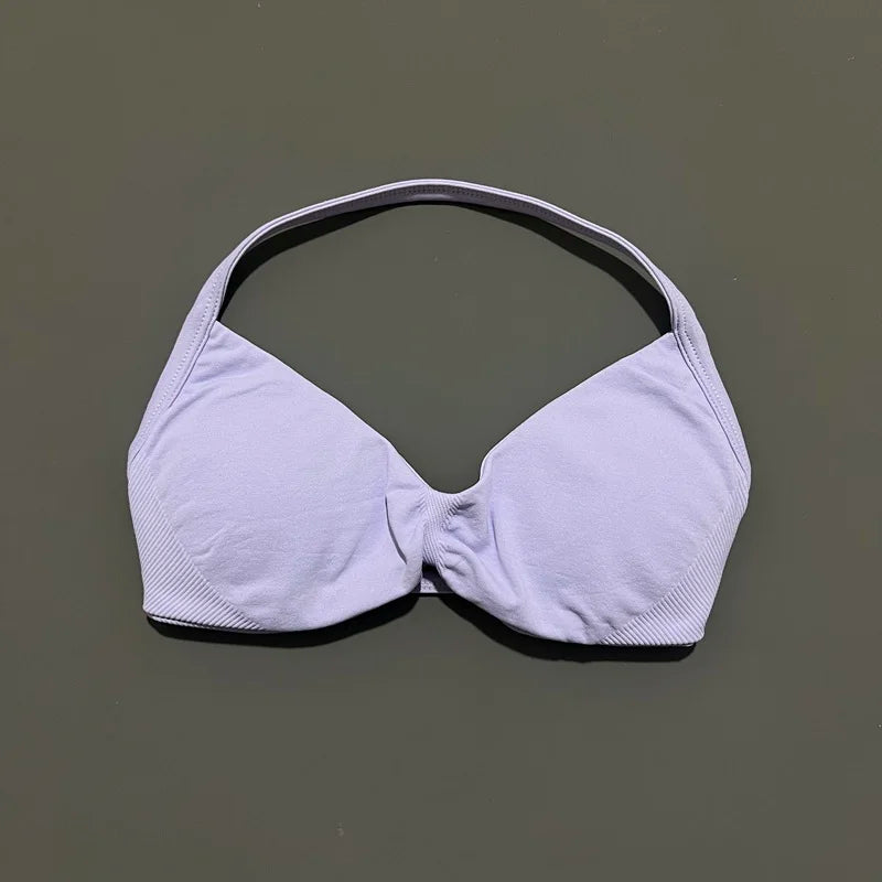 Women's Ruched Halter Neck Sports Bra