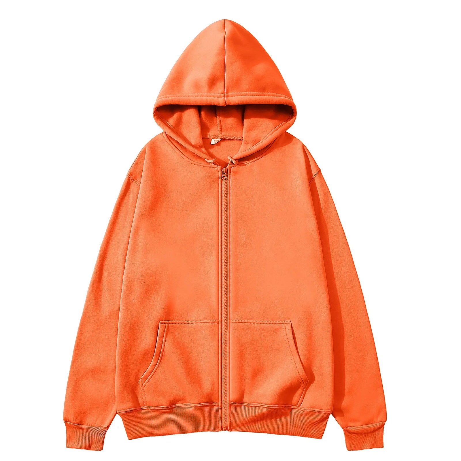 Long Sleeve Full Zip Casual Hooded Sweatshirt for Layering
