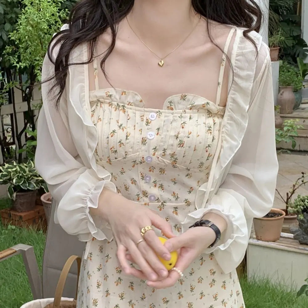 Sheer Tie Front Long Sleeve Cardigan for Layering over Outfits