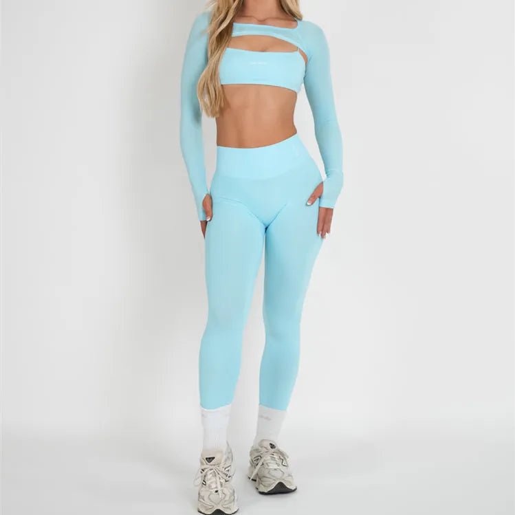 Women's Variable Sleeve Top And Bottoms Yoga Set