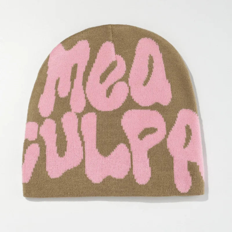 Letter Pattern Knit Beanie with Colorful Graphic Design