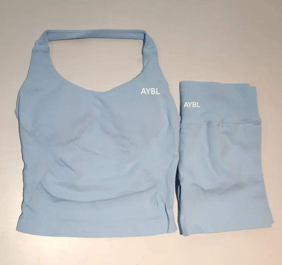 Women's Halter Tank And Shorts Yoga Set For Workout Outfits