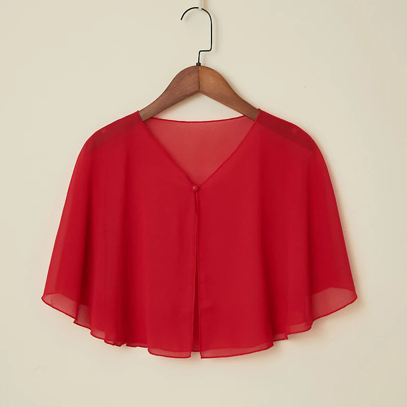 Sheer Clasp Front Capelet for Layering over Dresses and Tops