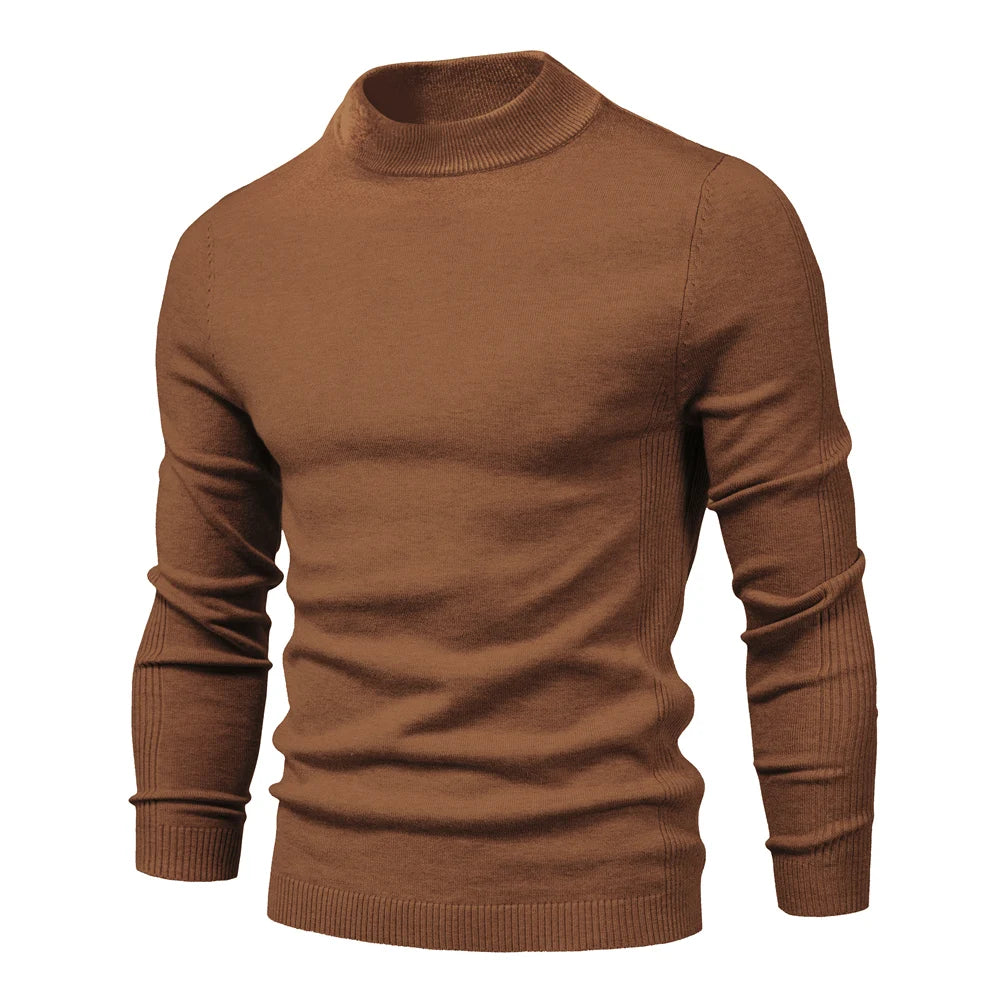 Men's Mock Neck Long Sleeve Knit Sweater