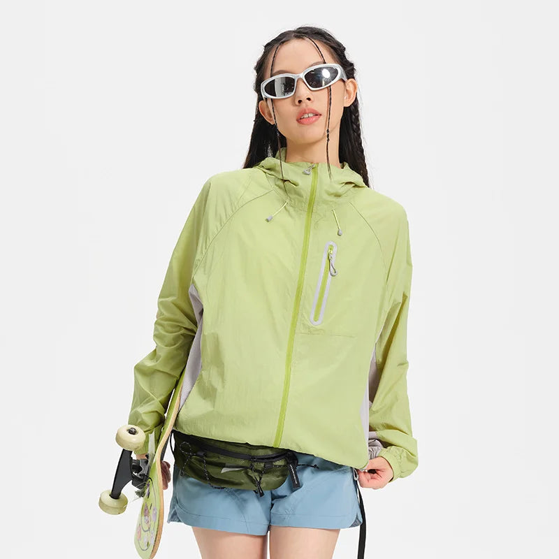 Women's Lightweight Hooded Hiking Jacket for Outdoor Layering