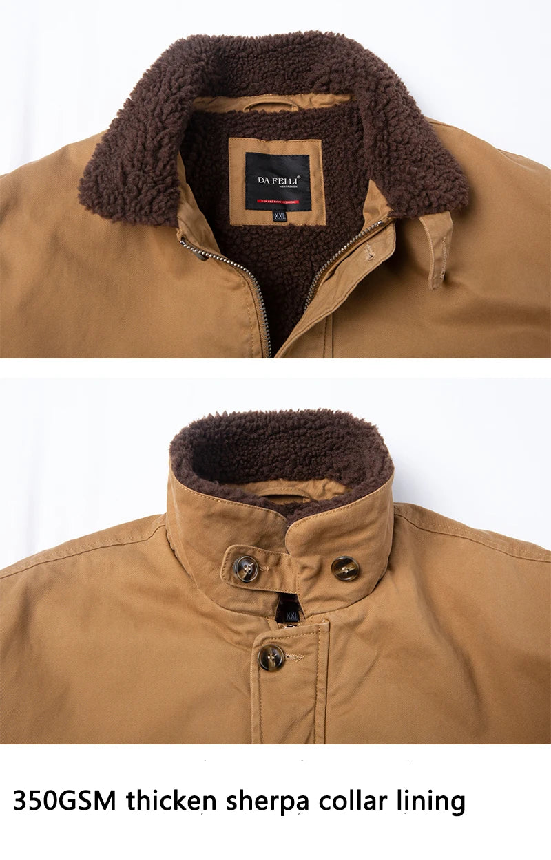 High quality vintage USN WW2 USMC thick sherpa fleece winter clothes khaki military work blank Winter N1 deck jacket for men