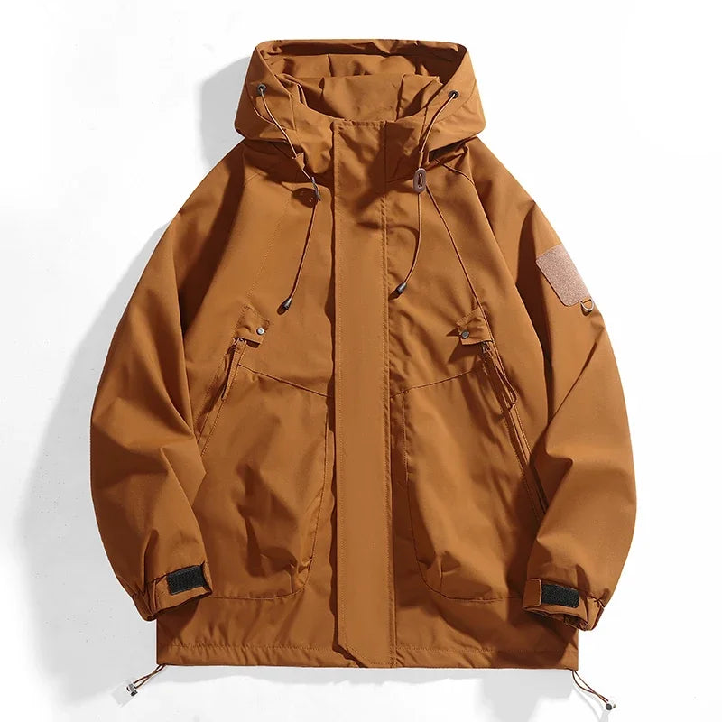 Hooded Long Sleeve Full Zip Outdoor Hiking Jacket with Pockets