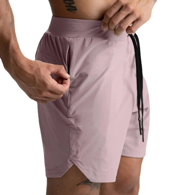 Men's Drawstring Sports Shorts with Inner Liner and Pockets