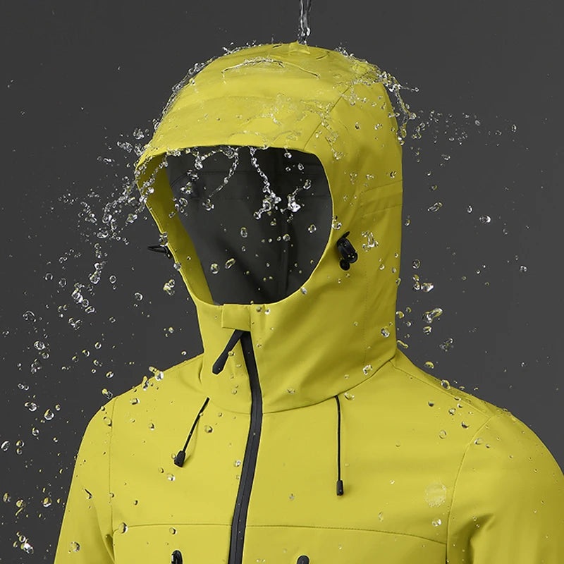 Hooded Long Sleeve Full Zip Outdoor Hiking Jacket with Pockets
