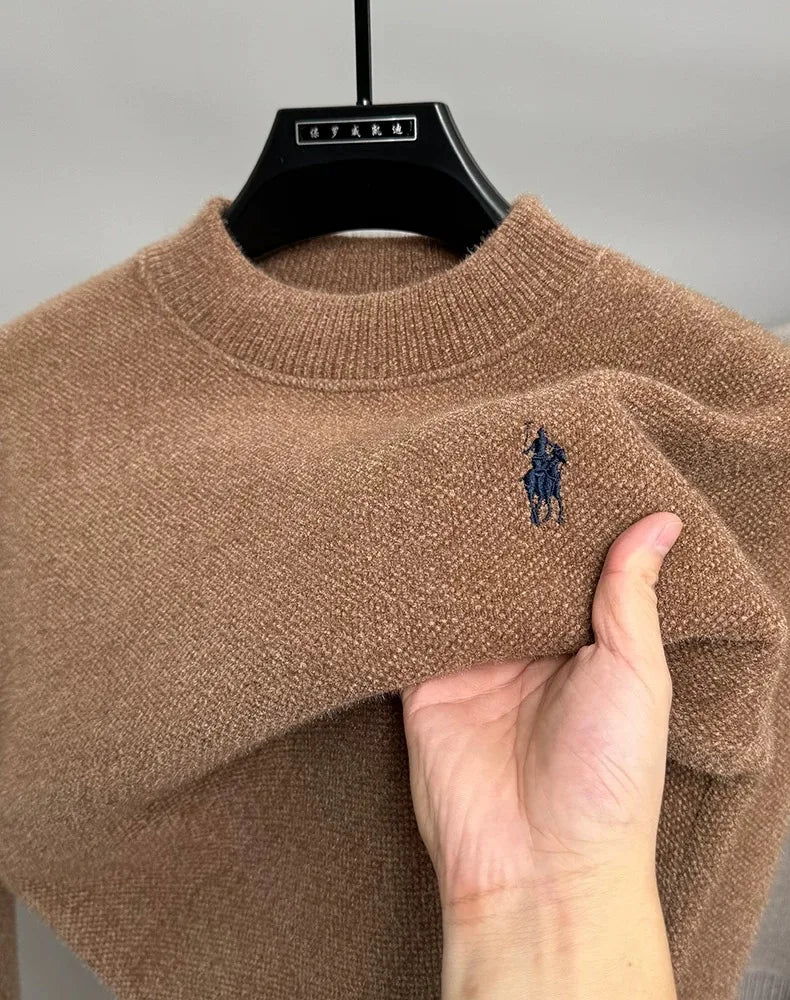 Men's Embroidered Crew Neck Long Sleeve Knit Sweater