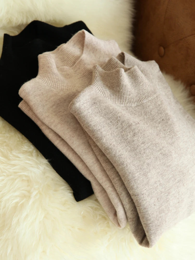 Women's Mock Neck Long Sleeve Sweater Casual Knit Layer