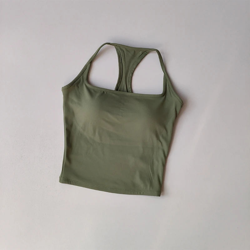 Women's Wide Strap Longline Sports Tank Top For Workout Outfits