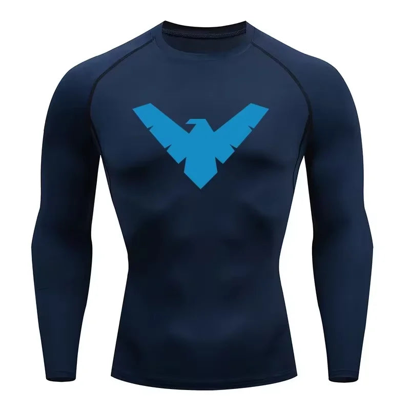 Fitted Crew Neck Long Sleeve Compression T Shirt