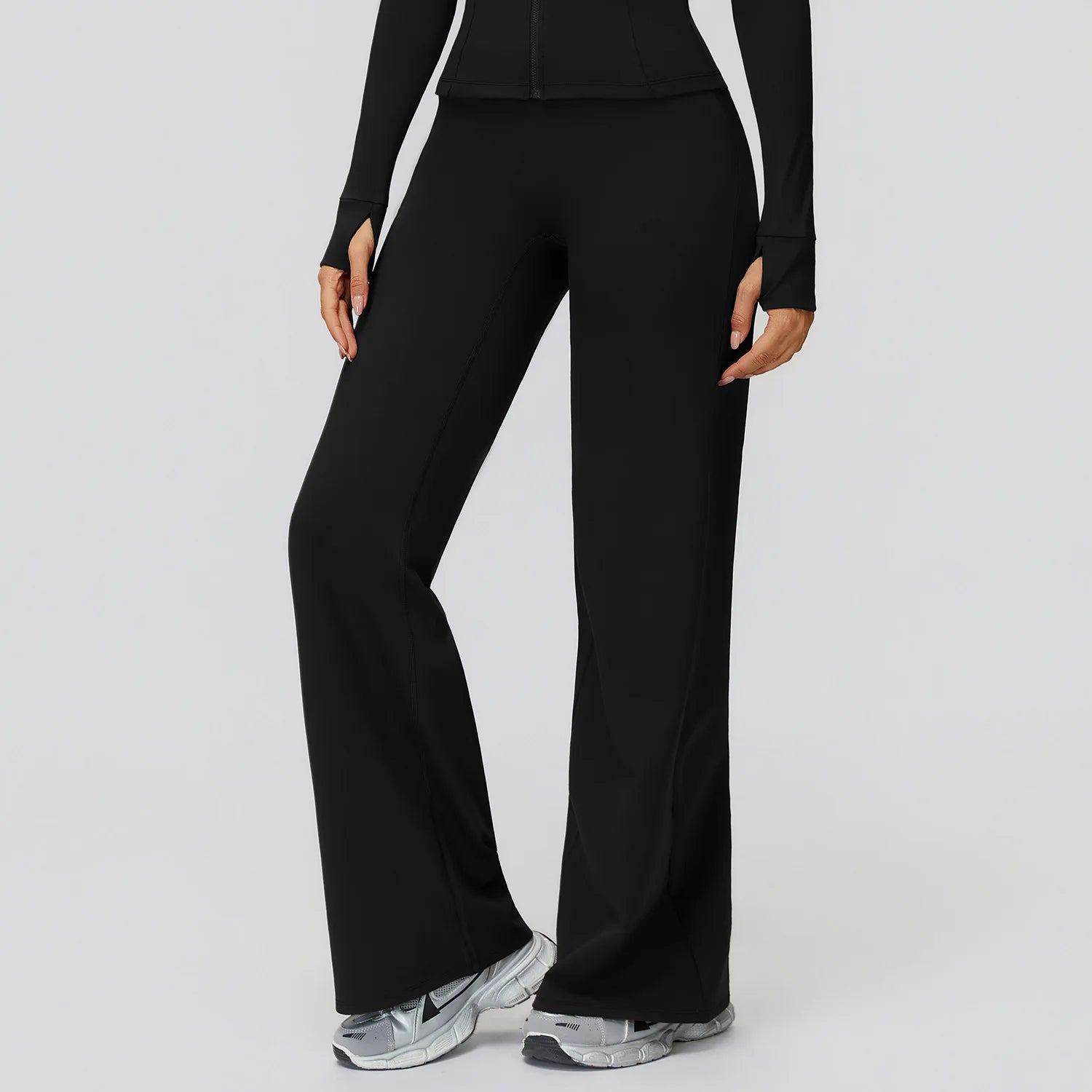 Women's High Waist Polyester Blend Wide Leg Pants for Yoga and Casual Wear