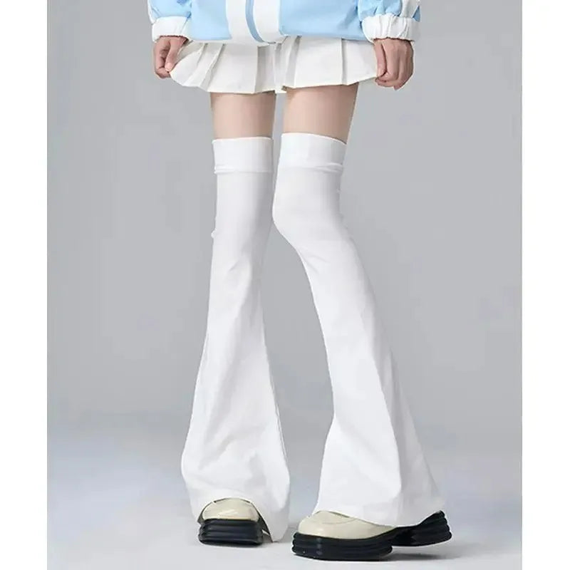 Solid Flared Knit Leg Warmers with Over Knee Shape