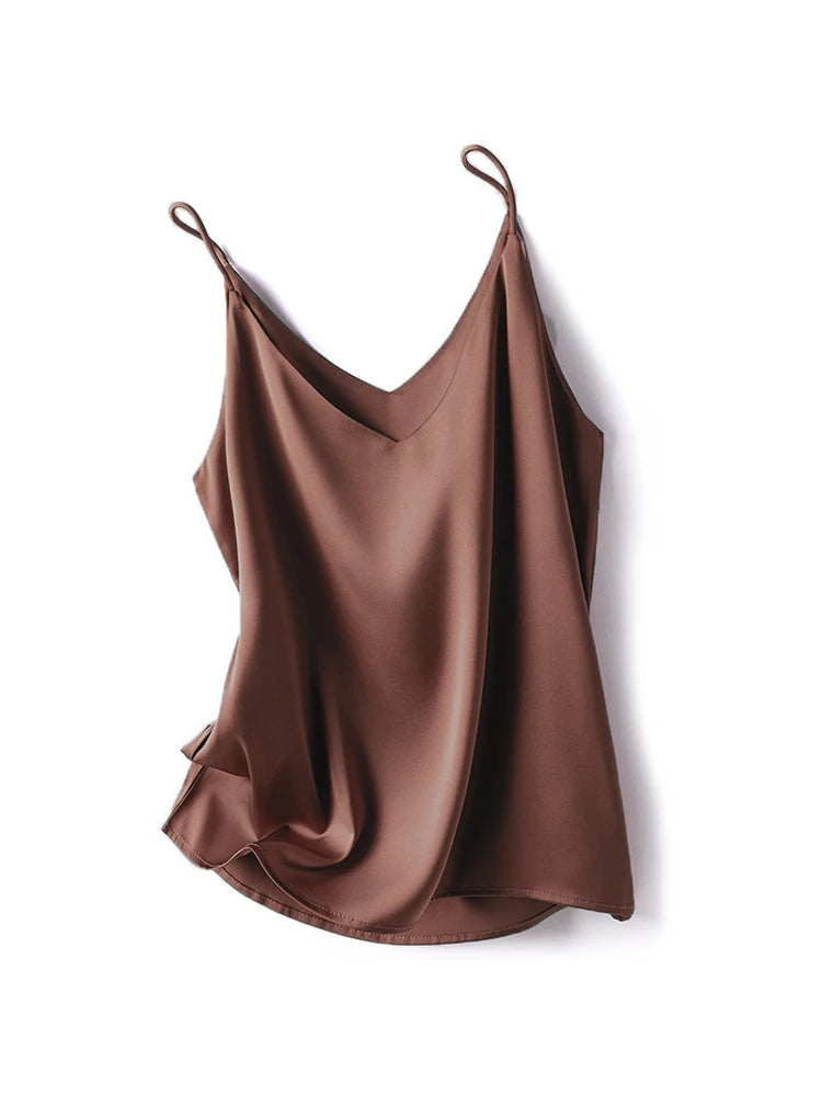 Women's Draped Camisole with a V Neckline and Thin Shoulder Straps