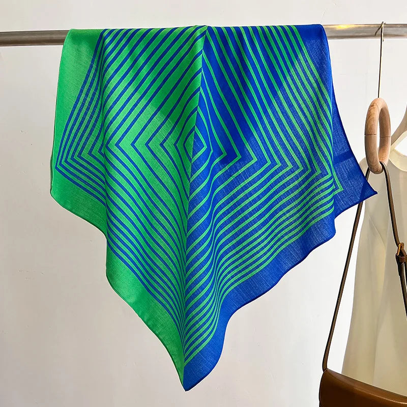Printed Square Scarf with Polka Dot Pattern Options